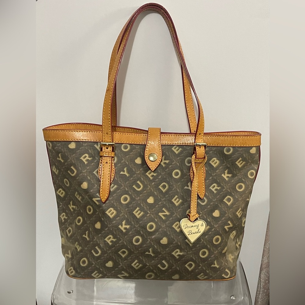 Dooney & Bourke Olive Green and Tan Signature Tote